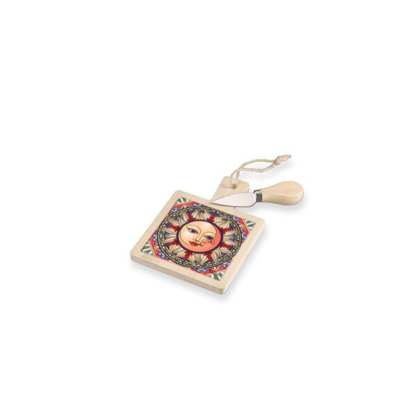Fantin Argenti - Set Tagliere in ceramica con base legno Sole e Luna 12 cm