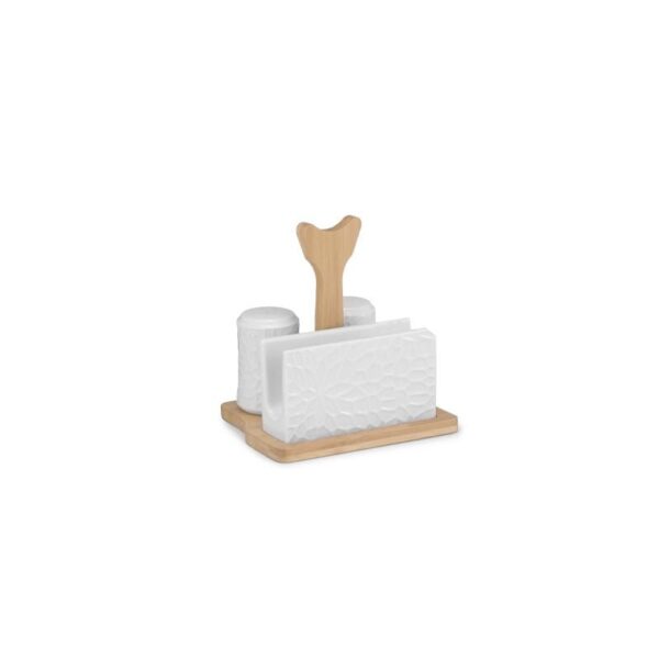 Fantin Argenti - Set Sale e Pepe e Portatovaglioli ceramica base legno