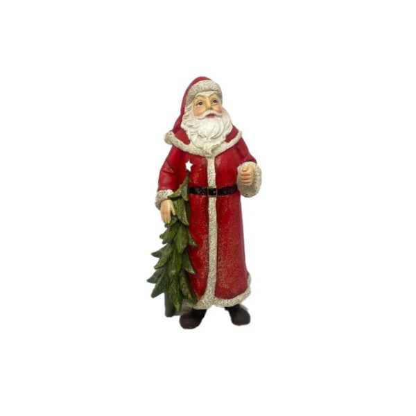 G. Wurm Gmbh - Babbo Natale in poliresina rosso con albero h 25 cm