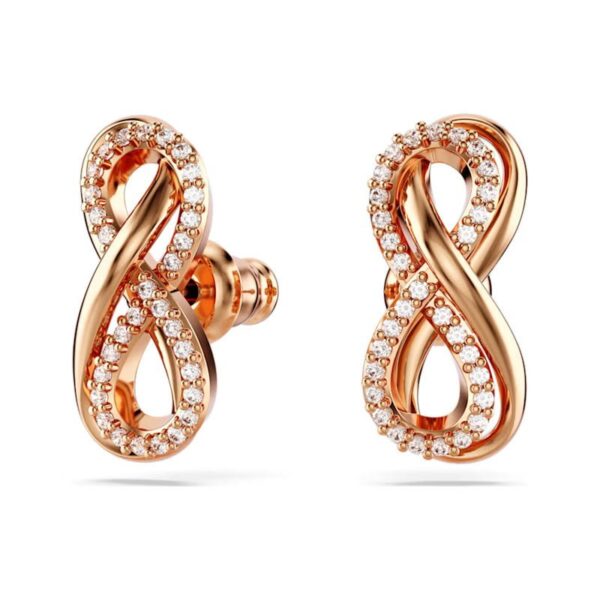 Swarovski - Orecchini a lobo Hyperbola Infinito, Bianchi, Placcato color oro rosa