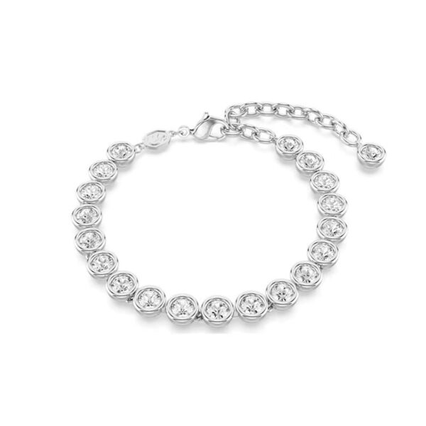 Swarovski - Braccialetto Imber Tennis Taglio tondo, Bianco, Placcato rodio, M