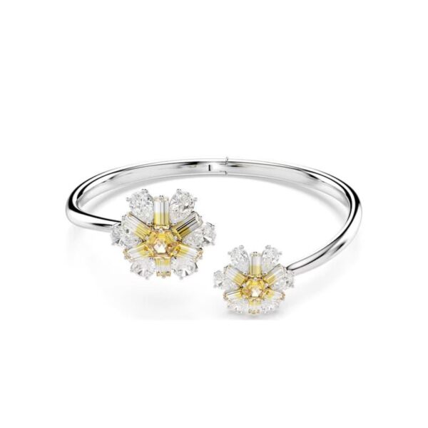 Swarovski - Bracciale rigido Idyllia Fiore, Giallo, Placcato rodio, L