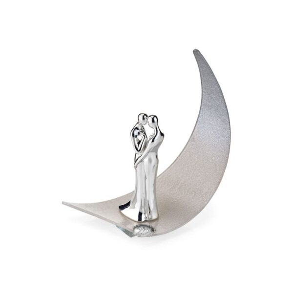 Acca - Vela in vetro glitterato con statua 25°, h 21 cm