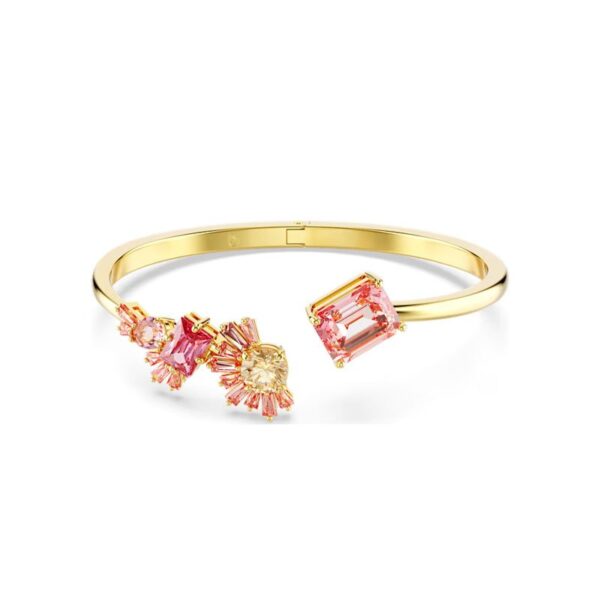 Swarovski - Bracciale rigido Gema Taglio misto, Rosa, Placcato color oro