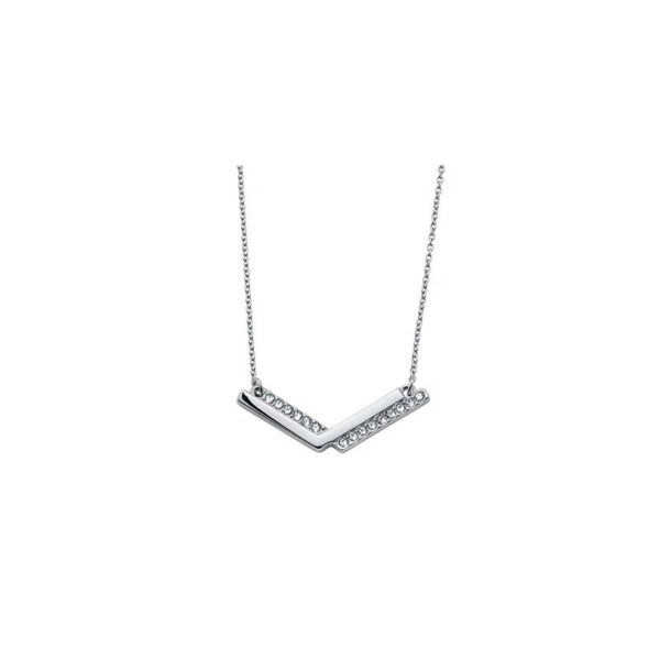 Crystalp - Pendente 5 mm con catena 4+5 cm bianchi, Placcato rodio con cristallo - Verve