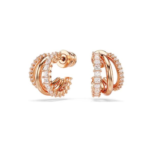 Swarovski - Hyperbola Circle earrings mixed cut, mini, white, pink gold plated