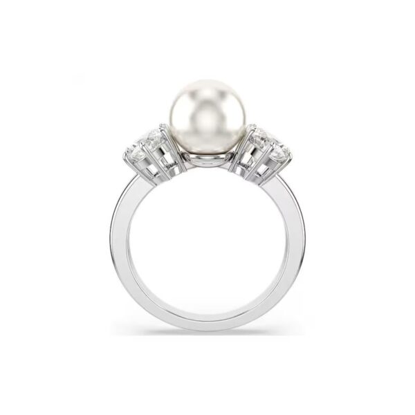Swarovski - Anello Matrix Crystal Pearl, Taglio Round, Bianco, Placcato rodio, 58
