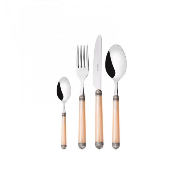 Casa Bugatti - Set posate 24 pz Manico Avorio Ghiera Argento - Dorico