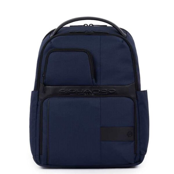 Piquadro - Zaino porta computer e porta iPad in pelle e tessuto Wollem Blu