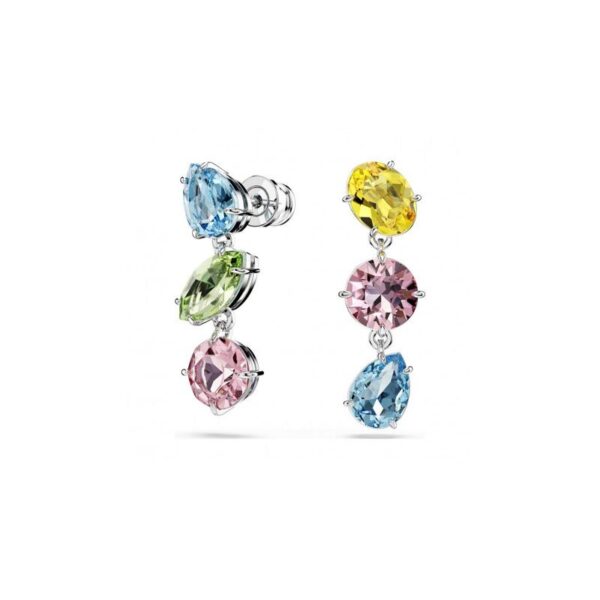 Swarovski - Orecchini pendenti Gema, Asimmetrico, Taglio misto, Multicolore, Placcato rodio