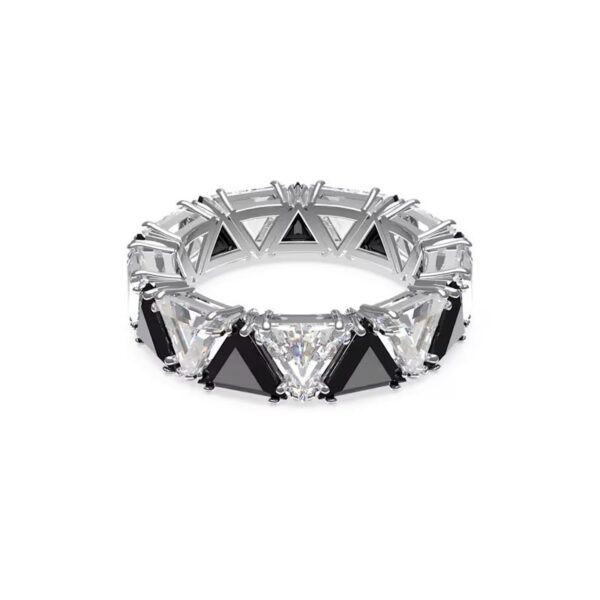 Swarovski - Anello cocktail Matrix Taglio triangolo, Nero, Placcato rodio 58