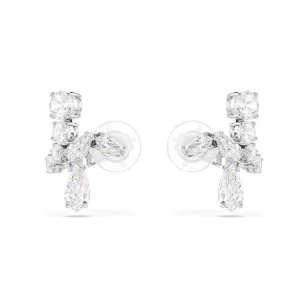 Swarovski - Orecchini a clip Matrix Taglio misto, Bianchi, Placcato rodio