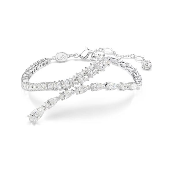 Swarovski - Braccialetto Matrix Taglio misto, Bianco, Placcato rodio