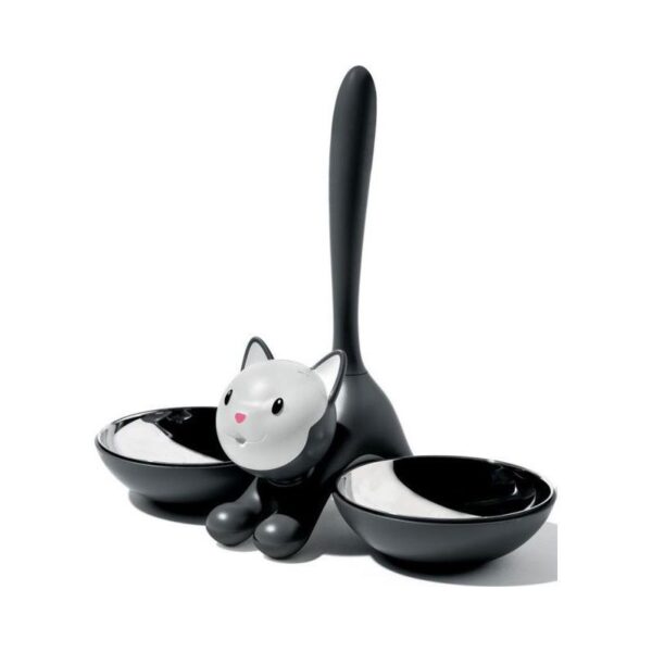 Alessi - Ciotola per gatti acciaio inox e resina termoplastica, nero - Tigrito