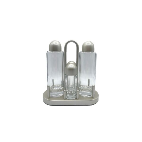 Alessi - Set olio, aceto, sale, pepe in vetro e acciaio, Pale Gold