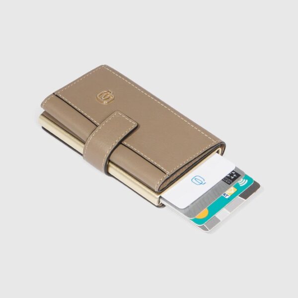 Piquadro - Credit card holder in leather and dove metal