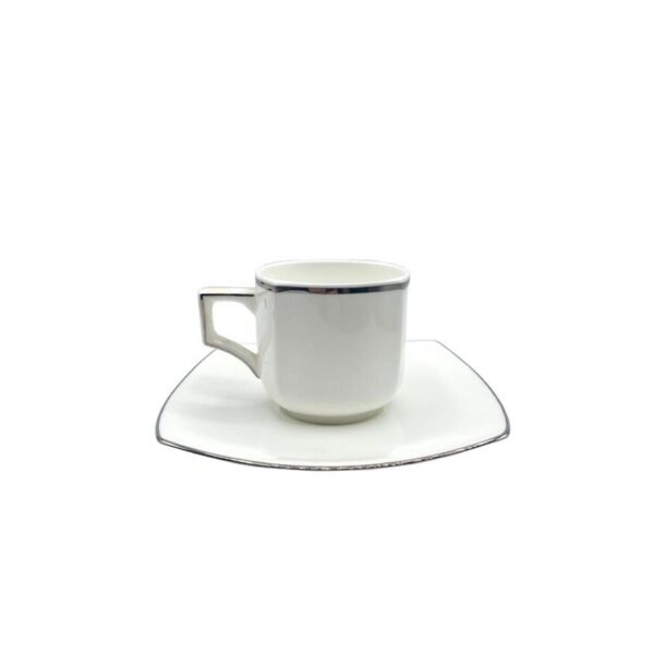 Richard Ginori - Copa de té cuadrada con plato - Platinum Border Sail