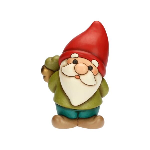 Thun - Gnomo Oliver con quadrifoglio portafortuna in ceramica Inverno Incantato, maxi