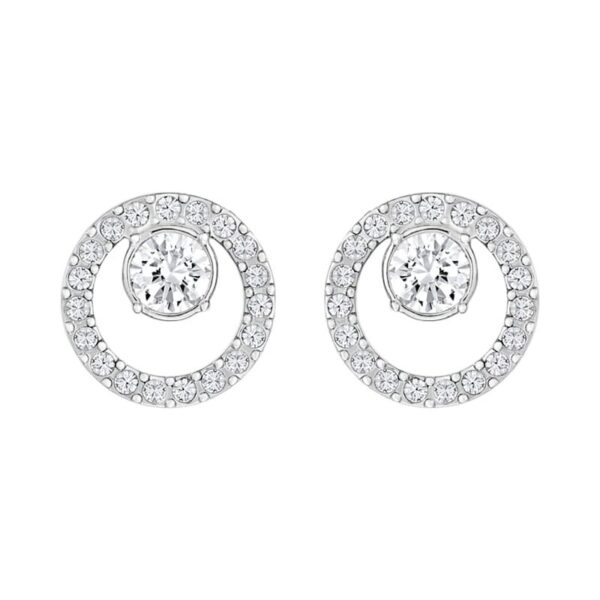 Swarovski - Orecchini a lobo Creativity Circolare, Bianco, Placcato rodio
