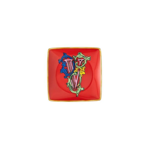 Rosenthal Versace - Coppetta quadra piana Holiday Alphabet V 12 cm