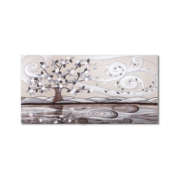 Cartapietra - Quadro foglie al vento 100x50 cm bianco l’anima del mondo