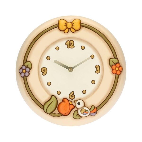 Thun - Orologio da parete Country con tulipano e uccellino