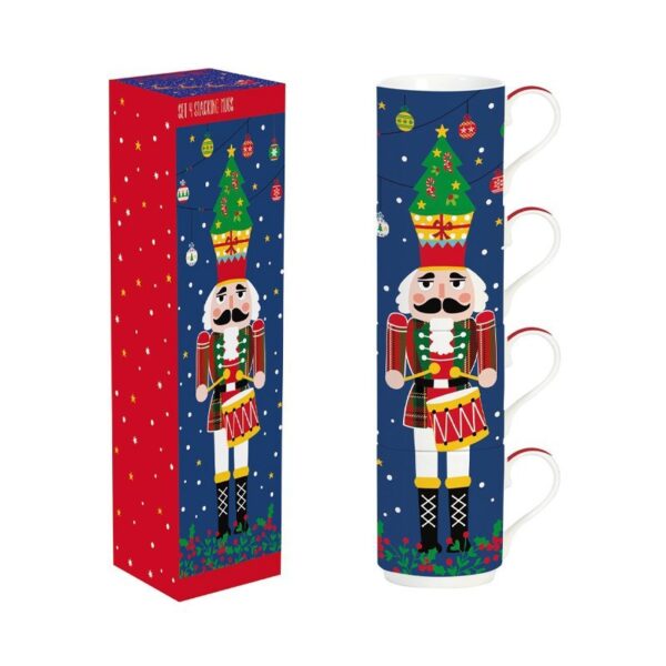 Easy Life - Set 4 tazze impilabili 275 ml in porcellana - Christmas Tambourine