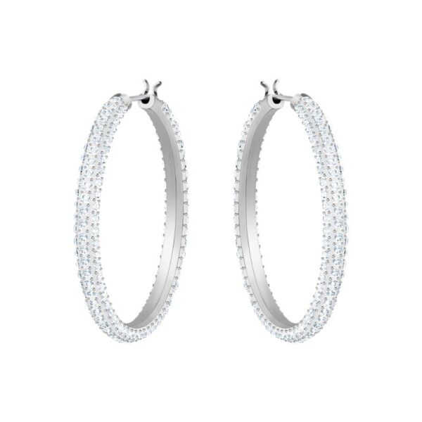 Swarovski - Orecchini a cerchio Stone Bianco, Placcato rodio
