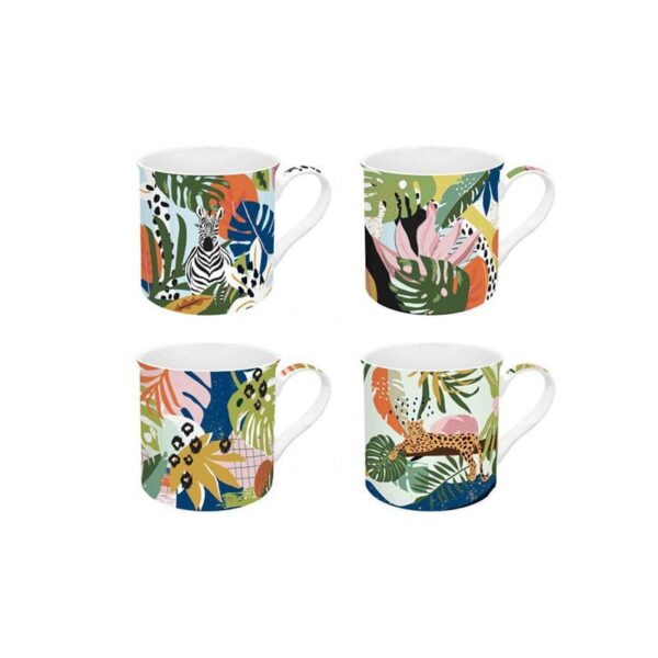 Easy Life - Set 4 Mug 300 ml in porcellana - Tropical Vibes