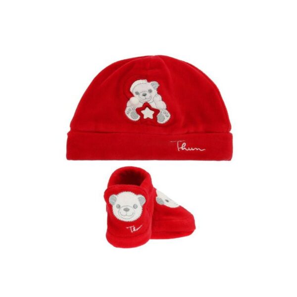 Thun - Cappello e scarpine rosse THUN & OVS in ciniglia Orso polare Paul