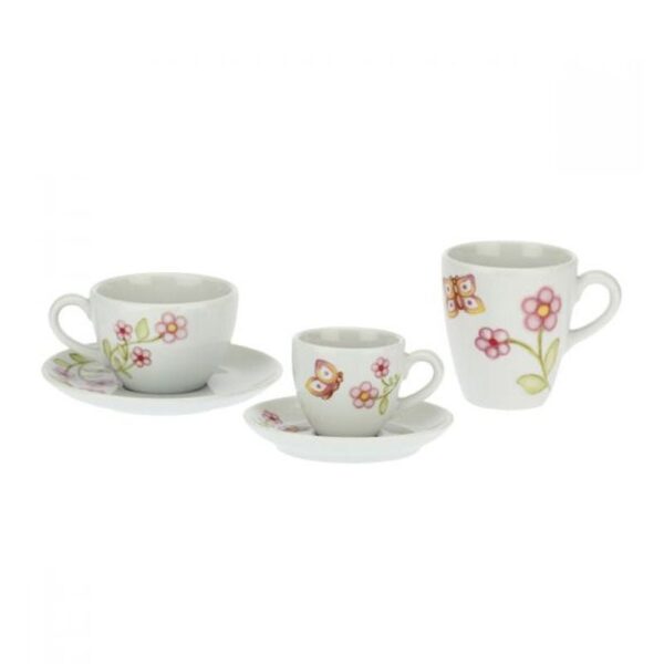 Thun - Set 2 tazzine caffè, 2 tazze medie e 2 mug in porcellana Daisy flowers