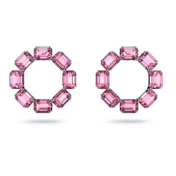 Swarovski - Orecchini a cerchio Millenia - Cerchio, Taglio ottagonale, Rosa, Placcato rodio