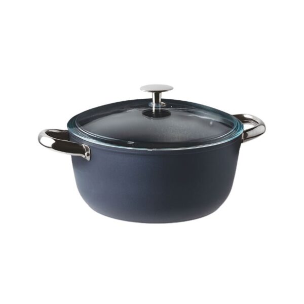 Sambonet - Casseruola Alta a due manici Cm 20 C/Cop. - Midnight Blue Silver Protection