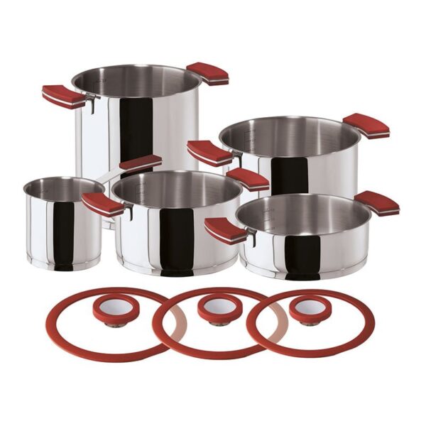 Sambonet - Batteria di pentole 8 pezzi Red Inox - 12 O'Clock