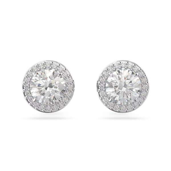 Swarovski - Pendientes de lóbulo Constella - Corte redondo, pavé, blanco, Rodium chapado
