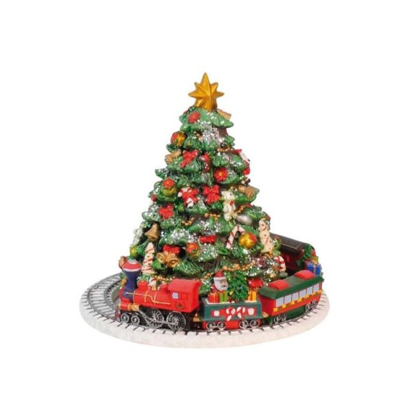 IL Mondo Dei Carillon - Albero di Natale con scena del treno