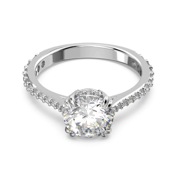 Swarovski - Anello cocktail Constella Taglio Princess, Pavé, Bianco, Placcato rodio