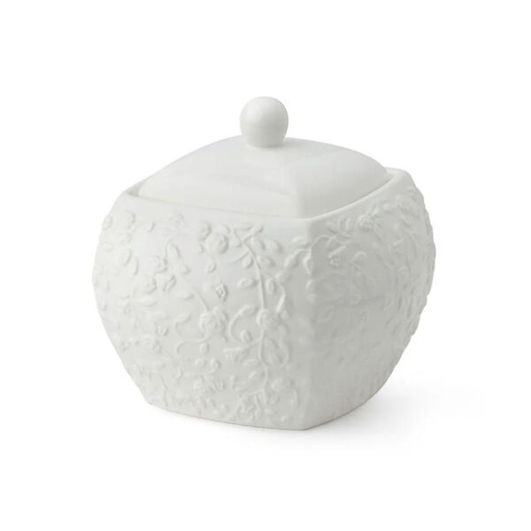 Hervit - Contenitore square in porcellana con roselline 16 cm