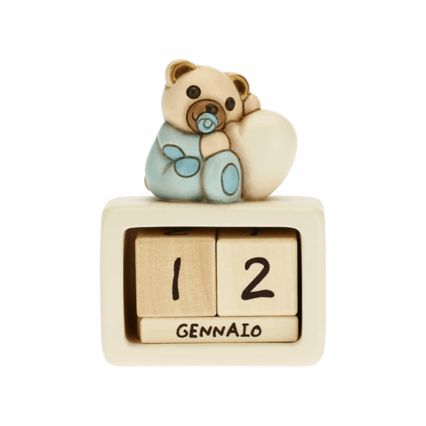 Thun - Calendario perpetuo da tavolo in ceramica Nascita bimbo