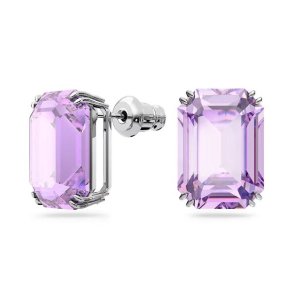Swarovski - Orecchini a lobo Millenia Taglio ottagonale, Viola, Placcato rodio