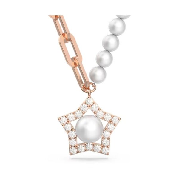 Swarovski - Pendente Stella Crystal pearls, Stella, Bianco, Placcato color oro rosa