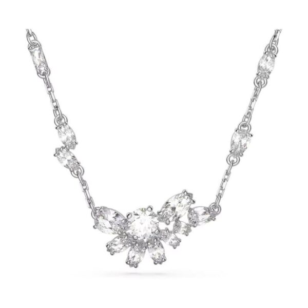 Swarovski - Pendente Gema Fiore, Bianco, Placcato rodio