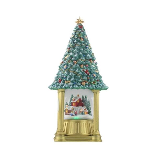 IL Mondo Dei Carillon - Carillon Albero di Natale con base oro e villaggio 36 cm