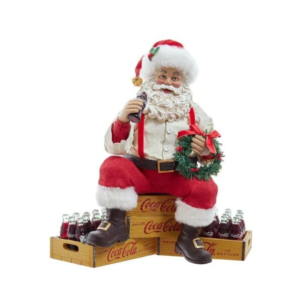 Kurt S. Adler - Babbo Natale seduto sulle casse 22 cm - Coca-Cola® Fabriché