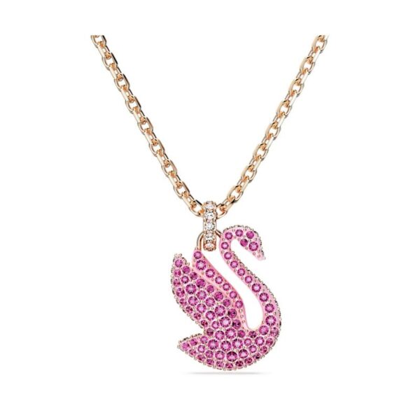 Swarovski - Pendente Swarovski Iconic Swan Cigno, Medio, Rosa, Placcato color oro rosa