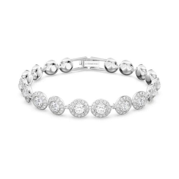 Swarovski - Braccialetto Angelic, Taglio tondo, Pavé, Bianco, Placcato rodio