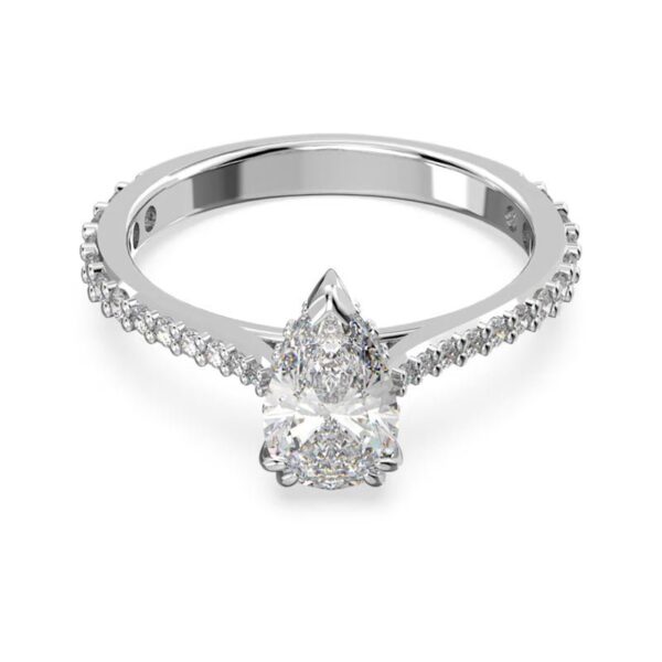 Swarovski - Anello cocktail Millenia - Taglio Pear, Pavé, Bianco, Placcato rodio