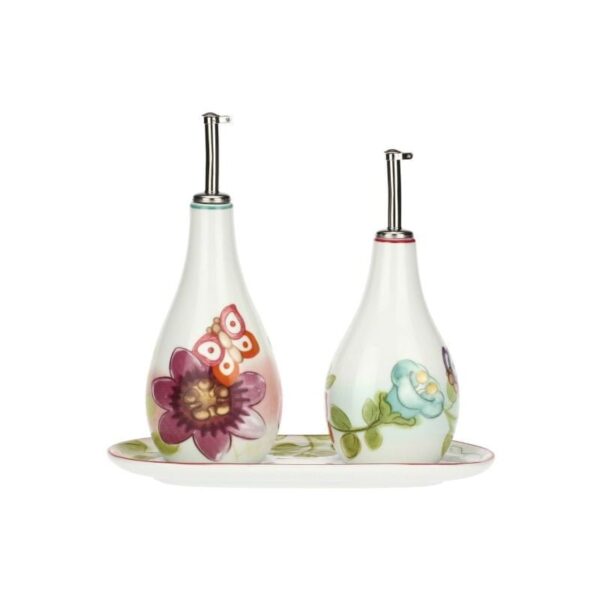 Thun - Set olio e aceto con vassoio - Fiori e Fantasia