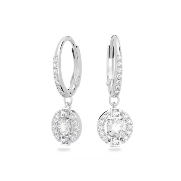 Swarovski - Orecchini pendenti Swarovski Sparkling Dance Taglio tondo, Bianchi, Placcato rodio