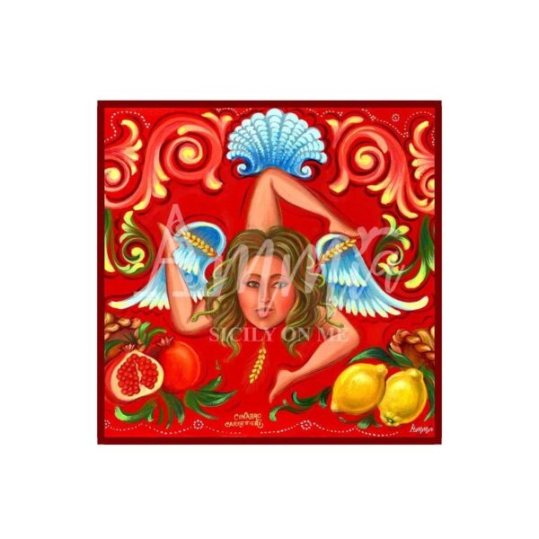Ammia - Foulard Quadrato Trinacria Rosso